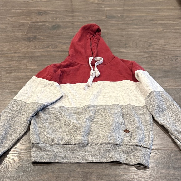 Doublju Colorblock Hoodie Sweater - Red, White, and Gray size medium 8:20 - Picture 1 of 2